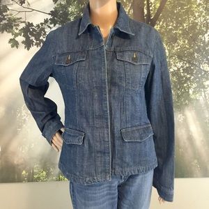 Eddie Bauer Jean Jacket Hidden Buttons Denim